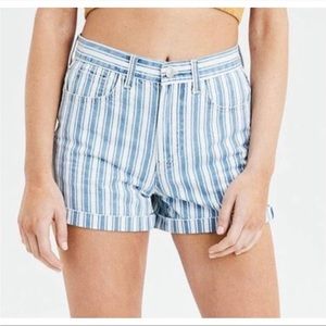 AMERICAN EAGLE striped blue and white Mom shorts
